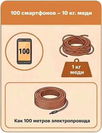 100 смартфонов = 10 кг меди